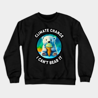 ❄️ Cute Polar Bear Cub on Ice, Licking an Ice Cream Cone Crewneck Sweatshirt